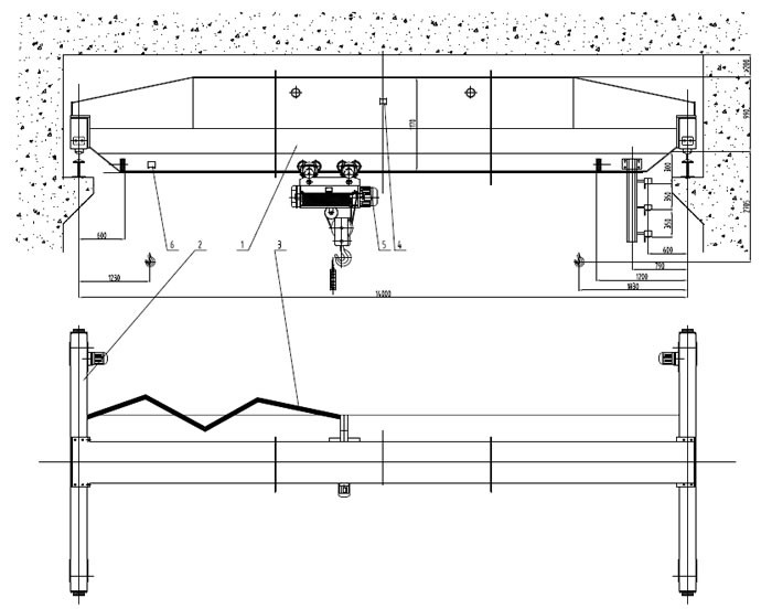 15ton single girder overhead crane drawings