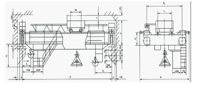 Electromagnetic overhead crane drawing