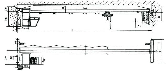 Single girder electric hoist crane sample drawing