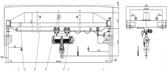 Single girder overhead crane drawing