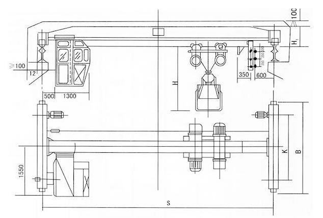 Grab overhead crane drawing