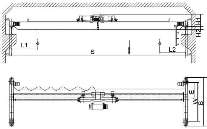 Single girder overhead crane drawing