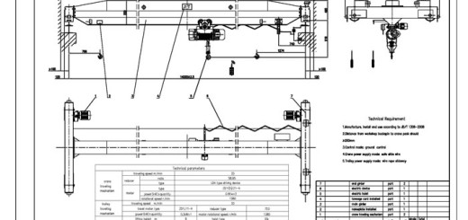 1 ton single girder overhead crane drawing