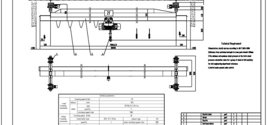 2 ton single girder suspension electric hoist overhead crane drawing