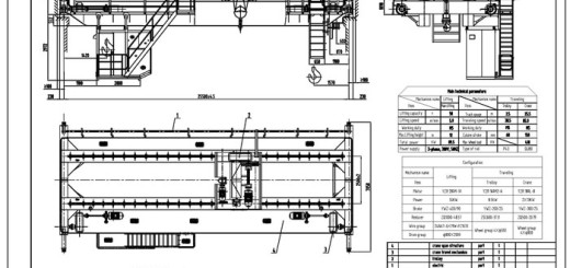 50 ton double girder overhead crane drawing