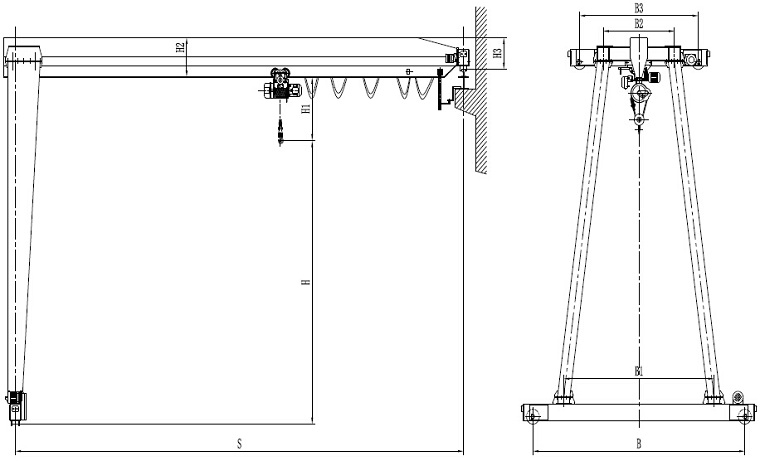 Semi-gantry crane drawing