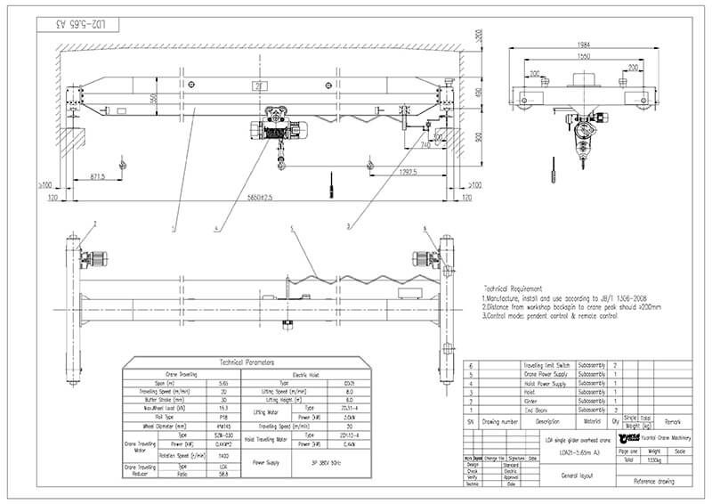 LDA2t-5.65m bridge crane drawing